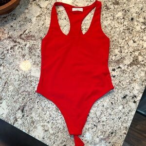Aritzia Babaton red contour racerback bodysuit